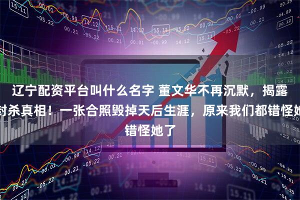 辽宁配资平台叫什么名字 董文华不再沉默，揭露被封杀真相！一张合照毁掉天后生涯，原来我们都错怪她了